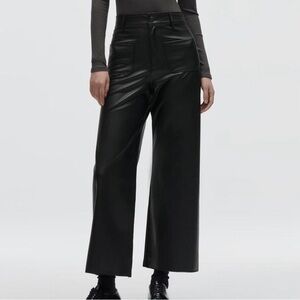 Zara high waisted faux leather wide leg pant 4